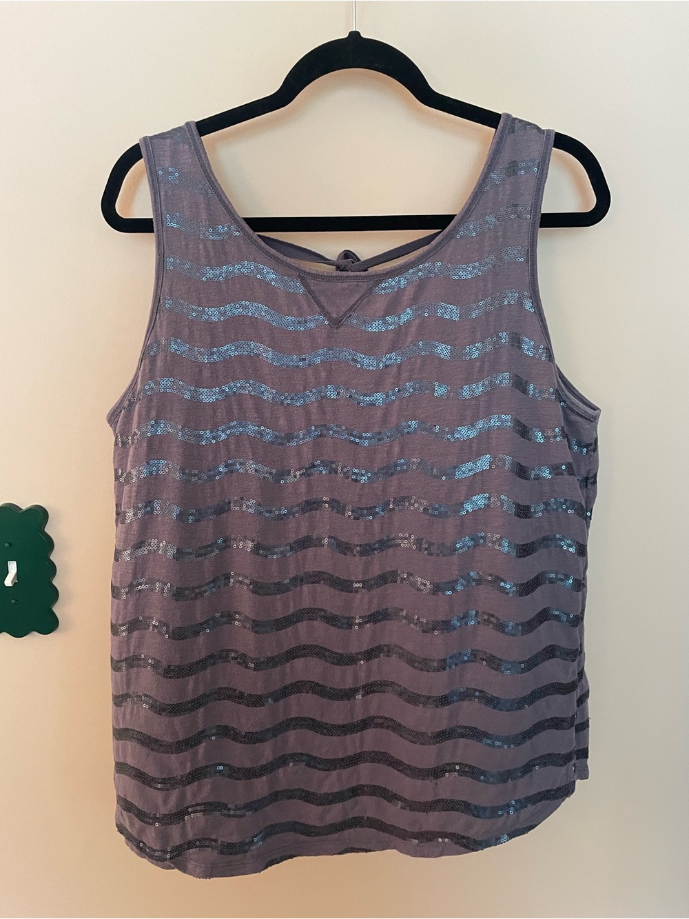 Anthropologie Sleeveless Sequin Wave Tank Top - Purple